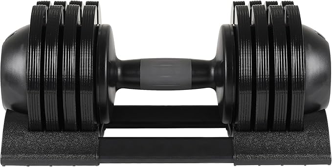 52 lbs Adjustable Dumbbell Set, Steel and Plastic, Ideal for Strength Training, Home Gym Fitness Equipment with Adjustable Weights for CusDavid Workouts, Black