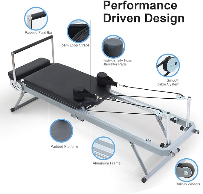 Pilates Reformer, Foldable Pilates Reformer Machine for Home