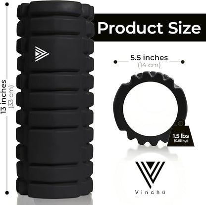 The Vinchu Foam Roller - Deep Tissue Massage Muscle Roller and Stretching Equipment for Sustainable Strength and Myofascial Trigger Point Release (Space Black, L)