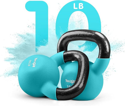 Yes4All Neoprene Coated/Adjustable Kettlebell & Kettlebell Sets - Hand Weights for Home Gym & Dumbbell Weight Set training