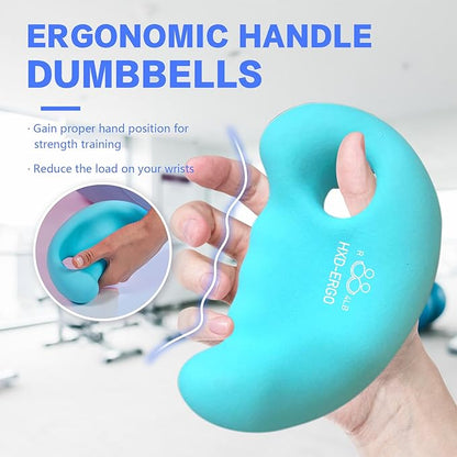 Ergonomic Dumbbells Weights Set-Hand Weights for Women at Home, Ear Dumbbells Weights for Pilates, Yoga, Jogging,Strength Training