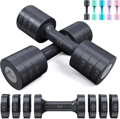 Adjustable Dumbbells Hand Weights Set: Sportneer 5 lb Dumbbells Set of 2 Each 2lb 3lb 4lb 5lb Free Weights Fast Adjust Weight 4 In 1 Weights Dumbbells Set for Women Men Home Gym Exercise Training