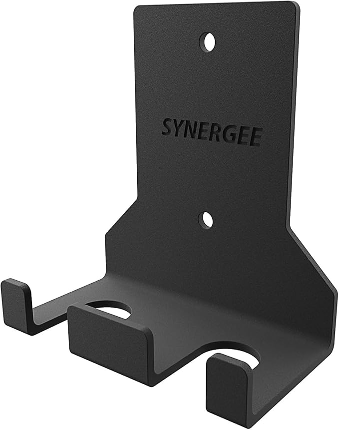 Synergee 1, 2 or 5 Barbell Holder. Vertical Hanging Barbell Rack. Holds Bars, Curl Bars, Hex Bars, Tricep Bars. Excellent Compact, Vertical Storage. Organization for Home, Commercial, Garage Gyms.