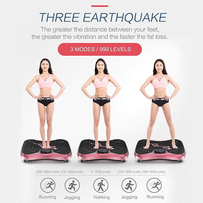 Vibration Plate Exercise Machine Whole Body Workout Vibration Fitness Platform for Home Fitness & Weight Loss + Remote + Loop Resistance Bands, 999 Levels