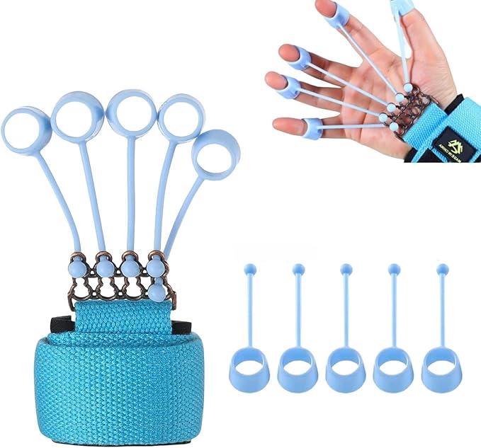 Finger Strengthener ，40lbfinger Exerciser， Forearm Strengthener For Finger Resistance Band Stretching Rehabilitation Fitness Assistadjustable Finger Exercise (blue)