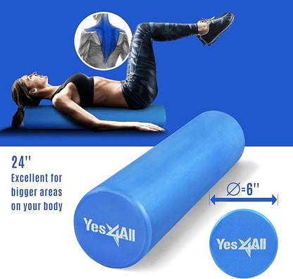 Yes4All EVA Medium Density Foam Roller for Back - Round Back Roller for Exercise, Yoga & Pilates 12/18/24/36 inch