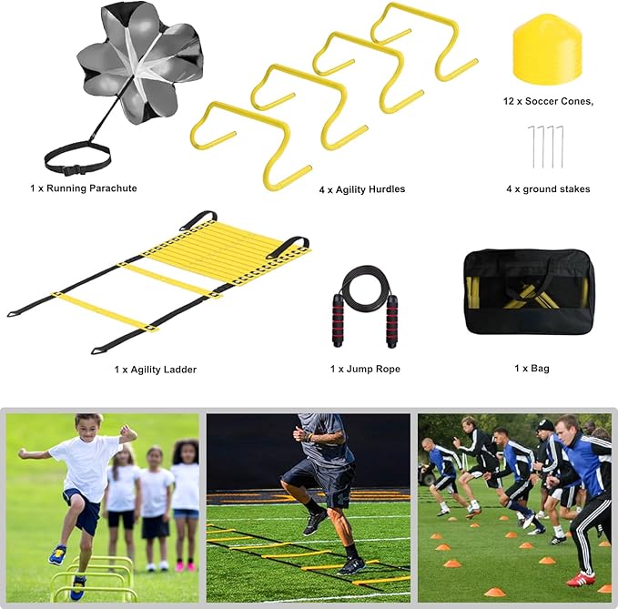 Agility Ladder Speed Agility Training Equipment 1 Agility 20ft,4 Hurdles,Training