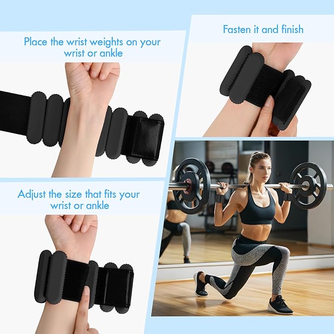 Wrist Ankle Weights for Women, Adjustable Ankle Weights Strength Training Silicone Bracelets Workout Wrist Ankle Weights for Men Women Yoga Running Dance Ankle Arm Leg Weights (2lb)