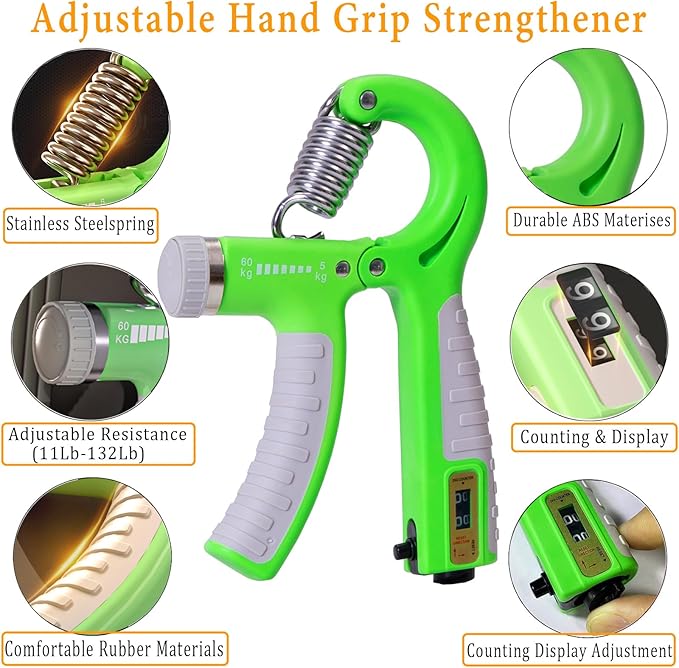 Grip Strength Trainer with Forearm Strengthener, Hand Grip Strengthener, Hand Extension Exerciser, Stress Relief Ball and Hand Grip Strengthener for Muscle Building and Injury Recover(5 PCS)