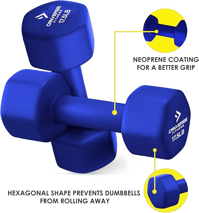 Neoprene Coated Dumbbell Sets of 2, Hand weight Dumbbells Anti-roll, Anti-Slip, Hexagon Shape for Strength Training Exercises Dumbbell Pairs for Men and Women, Ideal for Home Gym