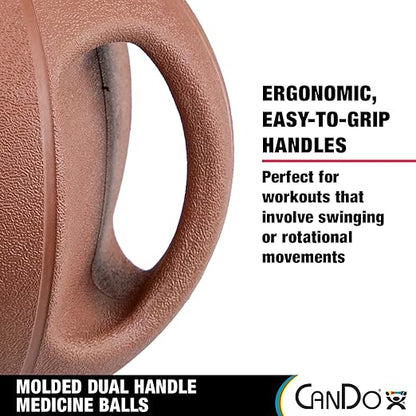 CanDo Molded Dual-Handle Medicine Ball for Strength Training, Core Workouts, Warmups, Cardio, and Plyometrics with Handles for Home and Clinic Use