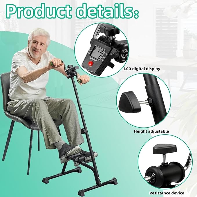 Pedal Exerciser for Seniors Hand Arm Leg and Knee Peddler Bike Indoor Adjustable Fitness Equipment for Rehabilitation