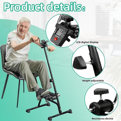 Pedal Exerciser for Seniors Hand Arm Leg and Knee Peddler Bike Indoor Adjustable Fitness Equipment for Rehabilitation