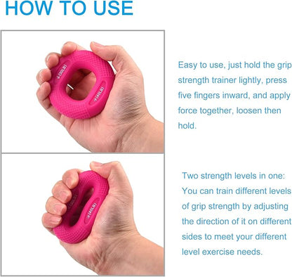 uxcell Hand Grip Strengthener, Silicone Rings Finger Forearms Exercise Grip Trainer for Rock Climbing Athletes Workout