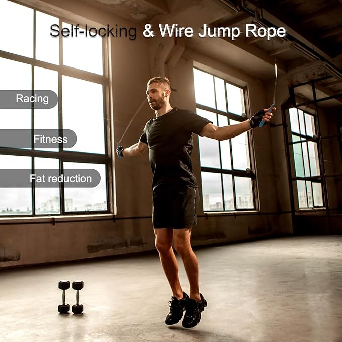 Jump Rope, Tangle free rapid speed jump ropes with counter for fitness for women,Skipping rope with app for fitness men, women's home exercise, workout, fitness gifts for adults, Kids