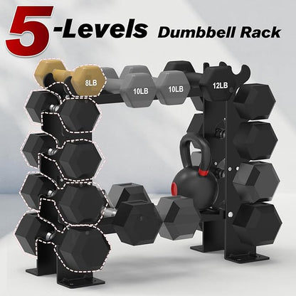 Dumbbell Rack Stand Only 5 Tier 450LBS Capacity 8-30 LBS