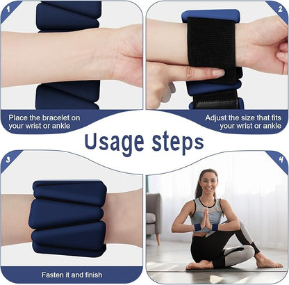 Ankle and Wrist Weights for Women, Adjustable Ankle Weights Silicone Bracelet Weights Arm Leg Weights for Women Men Ankle Weights for Yoga Running Swimming Pilates Gym Set of 2