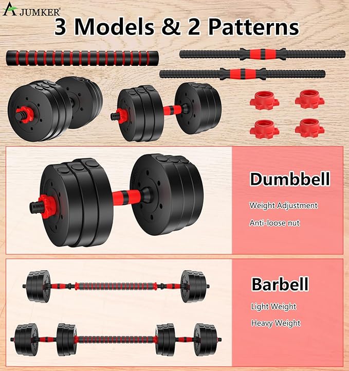 Adjustable Weights Dumbbells Set,20LBS 44LBS Barbell Weight Set for Home Gym,Dumbbells Set of 2 Hand Weights at Home,Push-up,Free Weight Set Fitness Exercise Workout Equipment for Man Women