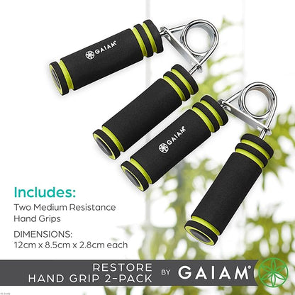 Gaiam Restore Hand Grip 2-Pack - Hand Strengthener Grips Foam Handle Medium Resistance for Physical Therapy, Arthritis, Carpel Tunnel, Finger, Forearm & Hand Pain Relief