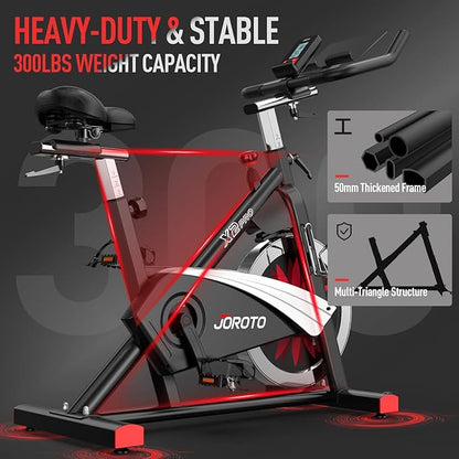 JOROTO X2|X2PRO Exercise Bike, X4S Bluetooth Stationary Indoor Cycling Bike with Readable 100 Levels Magnetic Resistance, Plus 12.6 inch Tablet Bracket Exercise Bikes for Home