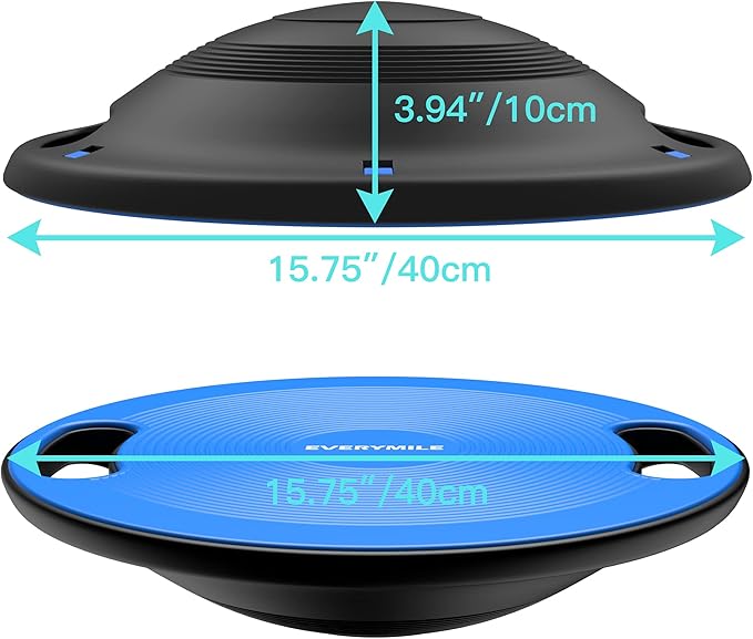 EVERYMILE Wobble Balance Board, Exercise Balance Stability Trainer Portable Balance Board with Handle for Workout Core Trainer Physical Therapy & Gym 15.7" Diameter No-Skid Surface