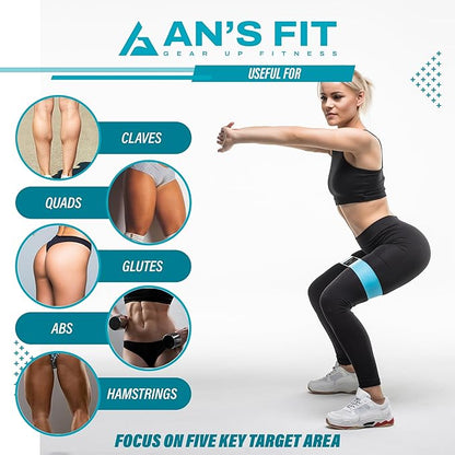 An'S Fit Fabric Resistance Bands for Working Out, 3 Level Non-Slip Booty Bands for Women and Men - Exercise Bands Set for Fitness