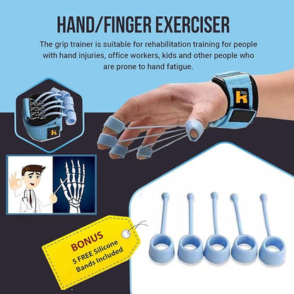 Hand Finger Strengthener by Rapid Fingers - Hand Extensor Exercise Equipment, 40lb Resistance Band Finger Strengthener – for Climbing, Guitar, Gaming. One-Size Fits all.