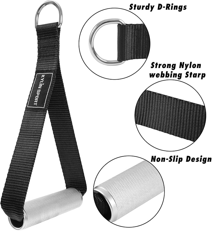 KYLIN SPORT Fitness Metal Cable Handles Gym Handles for Cable Machine Attachment Heavy Duty Aluminum Alloy Handle Grips Durable Workout Handles for Resistance Bands Pulley LAT Pulldown System