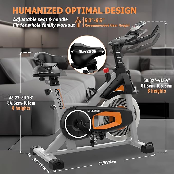 Exercise Bike, Adjustment Magnetic Resistance, Super Silent Belt Drive Indoor Bike for Home Workout, Stationary Bike with 350LBS Weight Capacity, Comfortable Seat Cushion, LCD Monitor