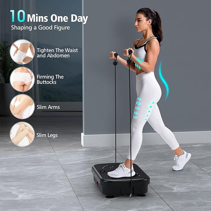 Vibration Plate Exercise Machine, Power Waver Vibration Plate Platform for Lymphatic Drainage Whole Body Vibration Plate Machine Helps Weight Loss Shaping Toning Wellness Home Gyms Workout