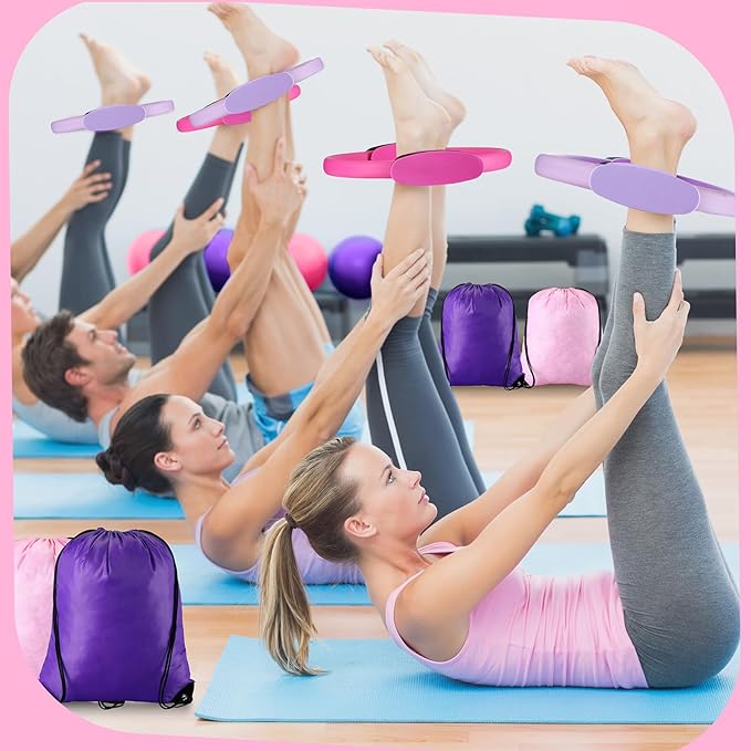 Poen 14 Pcs Pilates Ring and Ball Set for Women Pilates Ring Circle Ball with Stretching Strap 8 Resistance Bands Non Slip Socks Gym Back Bags Exercise Equipment for Workout