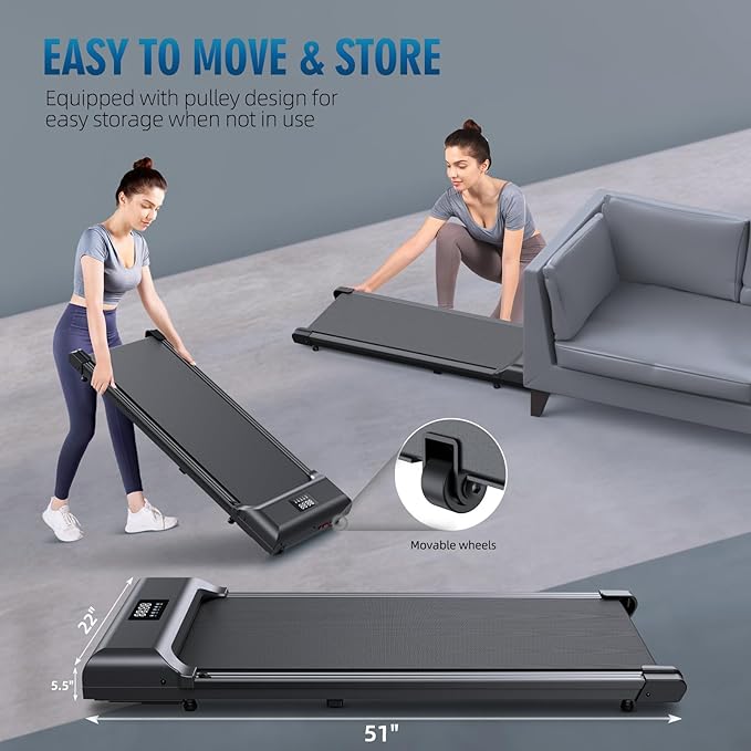 Walking Pad，Under Desk Treadmill 2 in 1 Treadmills，Portable Walking Treadmill 2.5HP, 320lbs Max Weight Remote Control LED Display,Installation-Free Jogging Machine for Home/Office