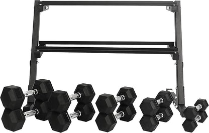 Signature Fitness Premium Rubber Coated Hex Dumbbell Weight Set