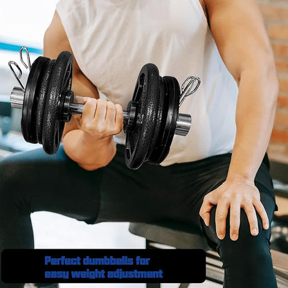 16" Loadable Olympic Dumbbell Handle with 150LB Weight Capacity - Fits 2-inch Olympic Plates - Comes with 2 Pairs of Spring Coils - Ideal for Fitness and Exercise