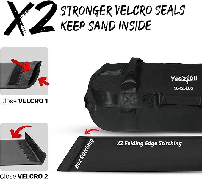 Yes4All Sandbags for Working Out, Adjustable Sand Bags for Weight Training with Handles, Multiple Colors & Sizes 5-200lbs