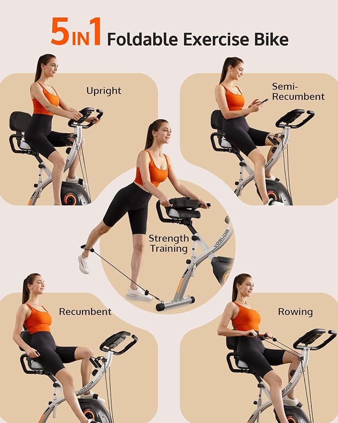 YOSUDA Folding Exercise Bike - Foldable Stationary Bike for Home Gym Workout