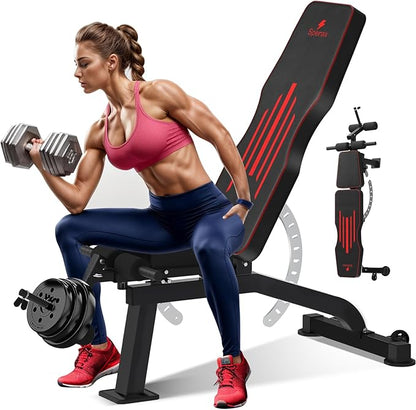 Sperax 1200LB Workout Bench,Adjustable Weight Bench for Home Gym,Versatile Incline/Decline Workout Bench for Full Body Strength Training