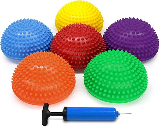 Yes4All Hedgehog Balance Pods for Exercise, Core Body Balancing, Balance Pods for Kids & Adults with Hand Pump - Set of 6