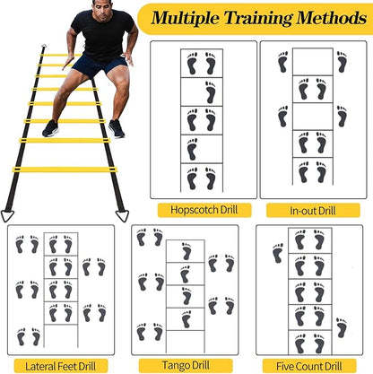 1/2/4 Pack Agility Ladder Set 8 Rungs/12 Rungs/12 Rungs