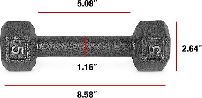 CAP Barbell Black Cast Iron Hex Dumbbell | 5-120 LBs | Single or Pair