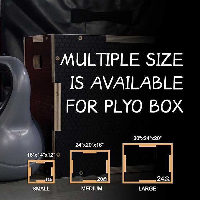 Signature Fitness 3 in 1 Non-Slip Wooden Plyo Box Plyometric Box Jumping Exercise, Multiple Sizes