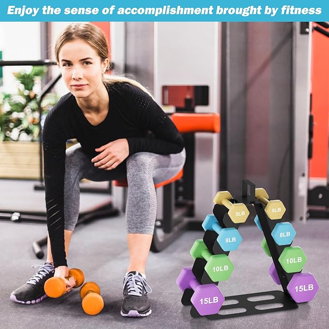 Dumbbell Rack, A-Frame Metal Dumbbell Holder with Handle, Multilevel Weight Storage Organizer for Dumbbells, Tree Shape Compact Weight Rack/Holder, Perfect for Child/Women Home Gym