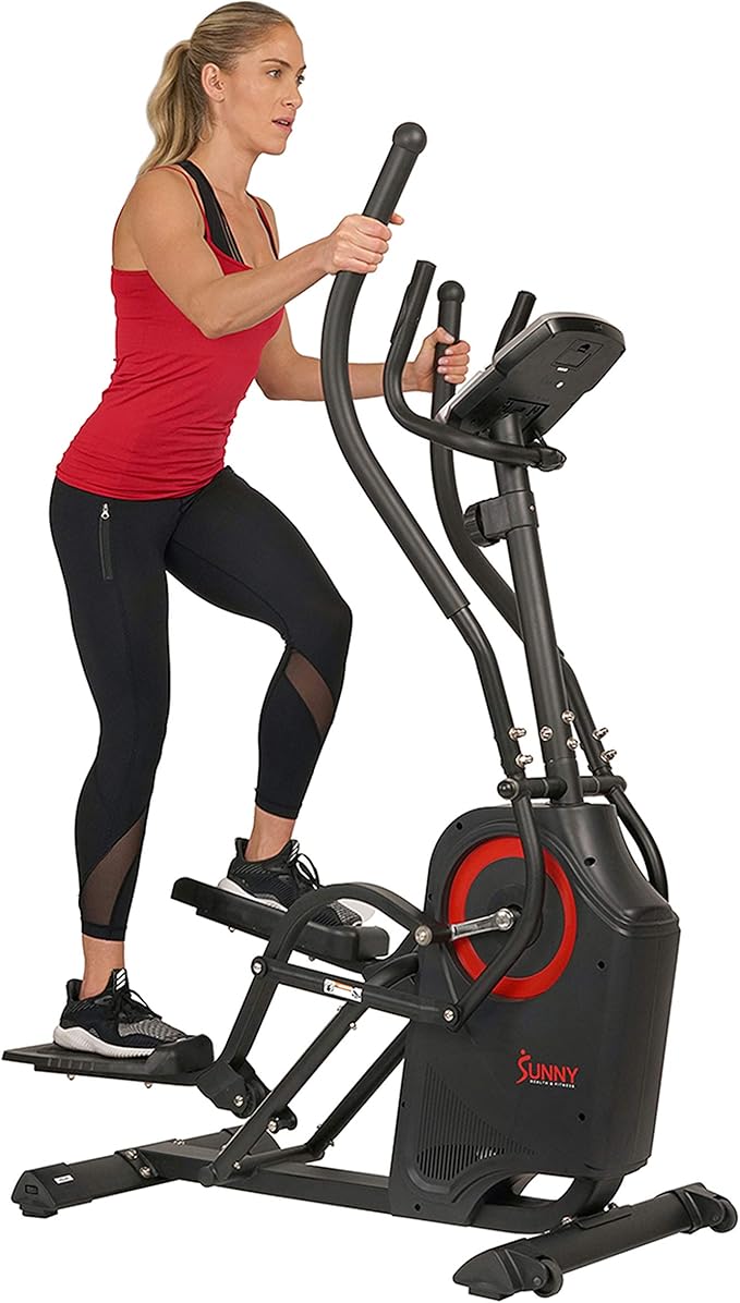 Sunny Health & Fitness Cardio Climber Stepping Elliptical Exercise Machine for Home with 8 Levels of Magnetic Resistance, Performance Monitor, Full Body Workout