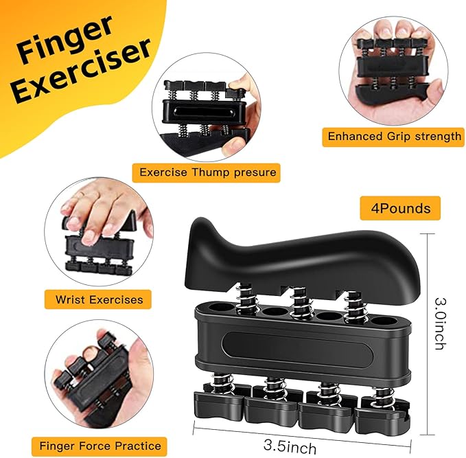 Grip Strength Trainer Kit with Finger Exerciser,Hand Grip Strengthener,Hand Extension Exerciser, Stress Relief Squeezer Ball,Forearm Workout Ring for Muscle Building & Injury Recover (5 Pack)