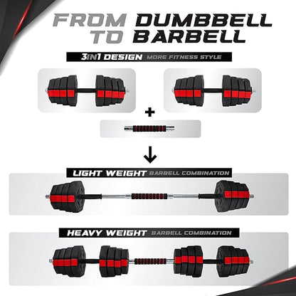 Yes4All Upgraded 44lbs/66lbs Pair Adjustable Weights Dumbbells Set, Free Weights Dumbbells Set with Connector, Cement Mixture