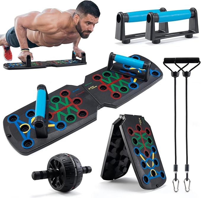 Push Up Board Portable Pushup Board Workout Equipment Multi-Function Foldable 28 In 1 Push Up Bar Fitness Equipment Power Press Push Up Board Floor Pushup Handles Strength Training Equipment Men Women