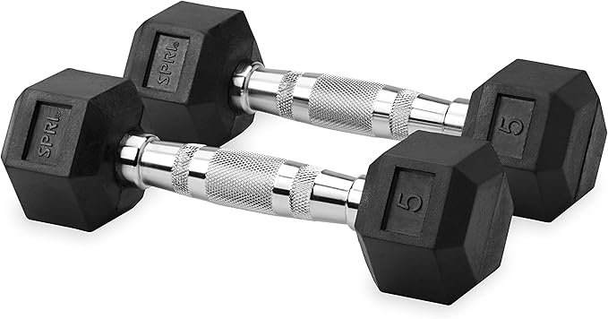 Dumbbells Hand Weights Set of 2 - Rubber Hex Chrome Handle Exercise & Fitness Dumbbell for Home Gym Equipment Workouts Strength Training Free Weights for Women, Men