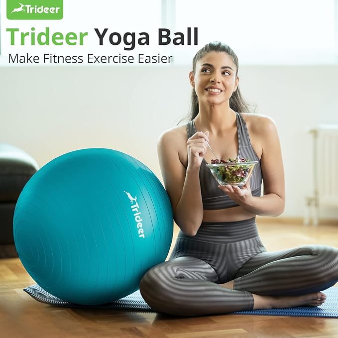 Trideer Yoga Ball Exercise Ball for Working Out, 5 Sizes Gym Ball, Birthing Ball for Pregnancy, Swiss Ball for Physical Therapy, Balance, Stability, Fitness, Office Ball Chair, Quick Pump Included