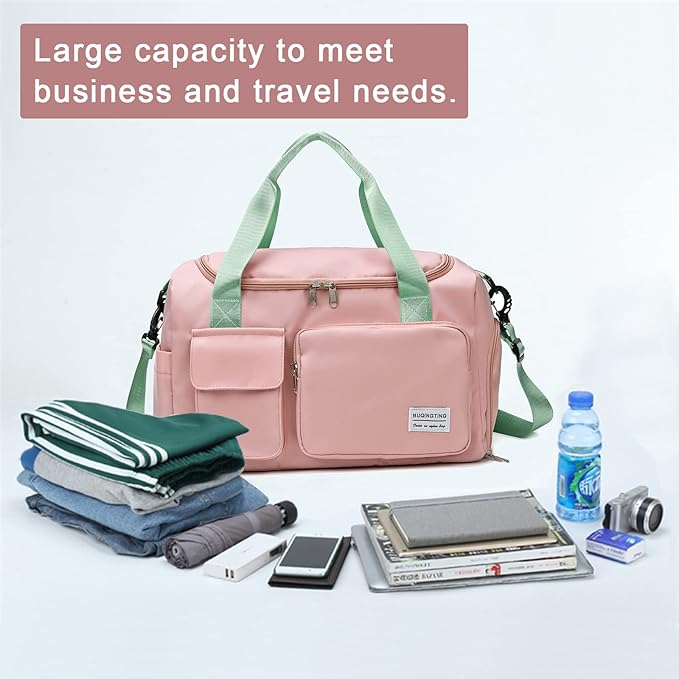 Small Gym Bag for Women, Travel Duffle Bag Carry On Weekender Bag with Shoe Compartment