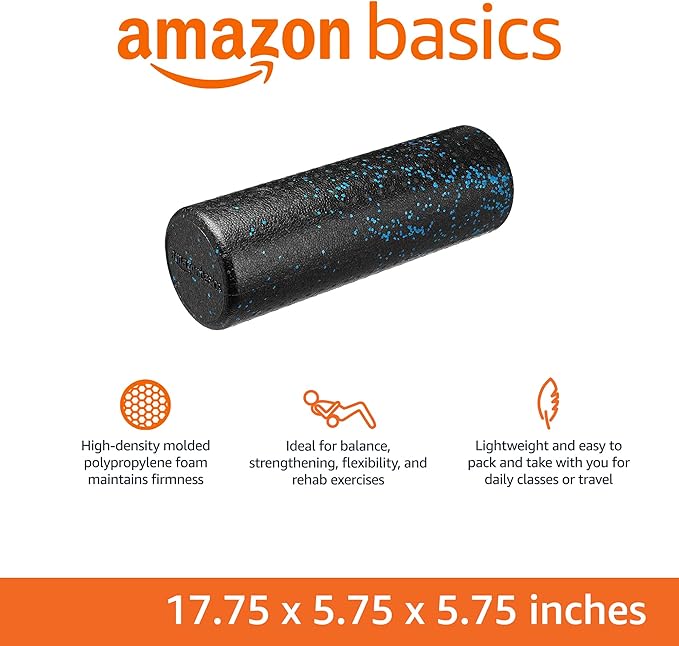 Amazon Basics High-Density Round Foam Roller for Exercise, Massage, Muscle Recovery